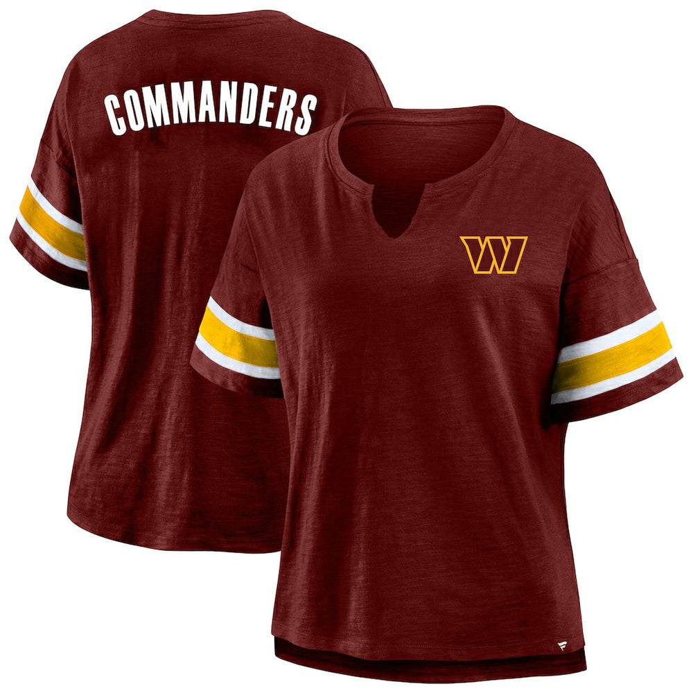 Fanatics Washington Commanders Women's Plus Size Redzone Notch Neck T-Shirt Burgundy