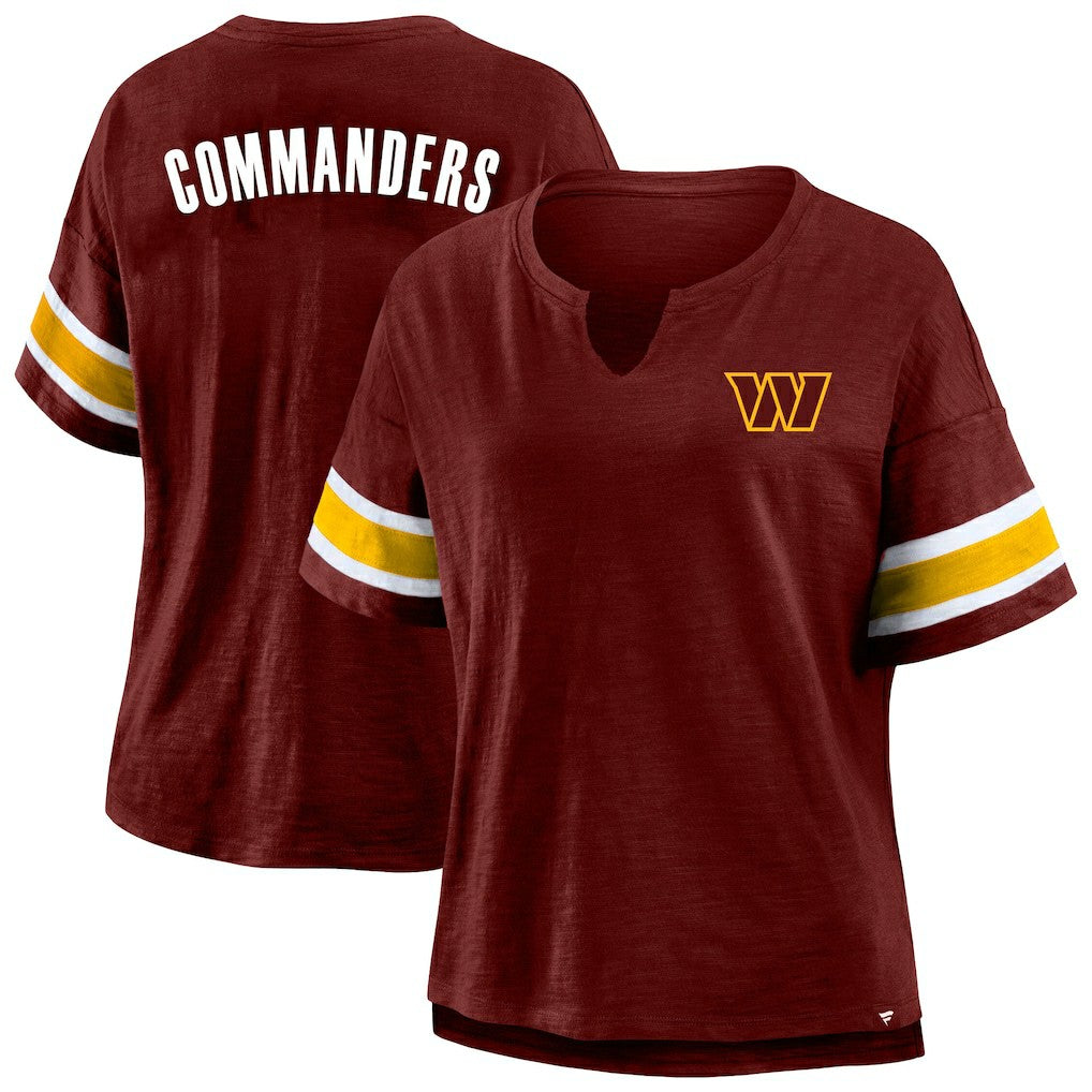 Fanatics Washington Commanders Women's Plus Size Redzone Notch Neck T-Shirt Burgundy
