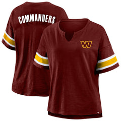 Fanatics Washington Commanders Women's Plus Size Redzone Notch Neck T-Shirt Burgundy