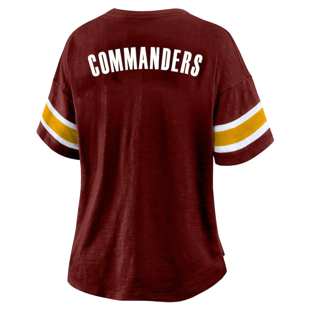 Fanatics Washington Commanders Women's Plus Size Redzone Notch Neck T-Shirt Burgundy