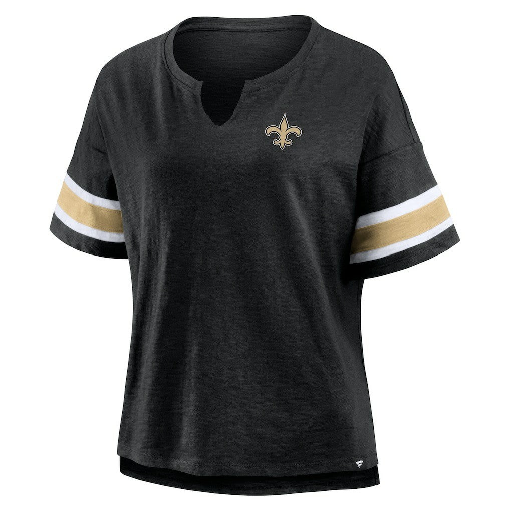 Fanatics New Orleans Saints Women's Plus Size Redzone Notch Neck T-Shirt Black