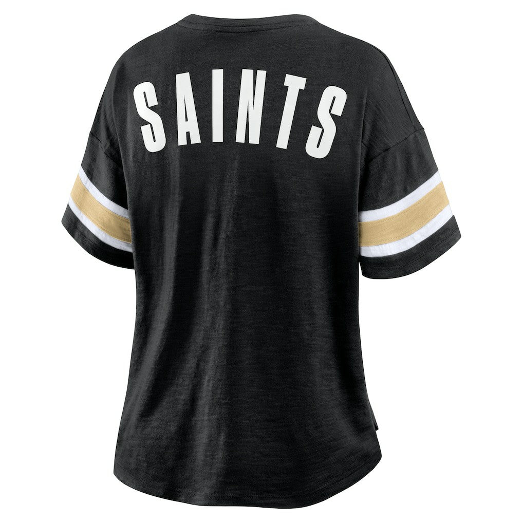 Fanatics New Orleans Saints Women's Plus Size Redzone Notch Neck T-Shirt Black
