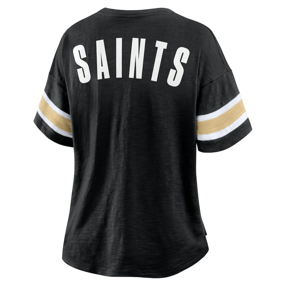 Fanatics New Orleans Saints Women's Plus Size Redzone Notch Neck T-Shirt Black