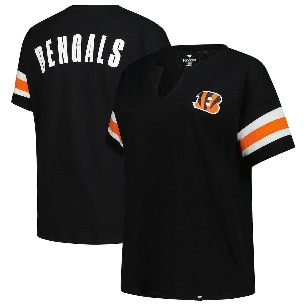 Fanatics Cincinnati Bengals Women's Plus Size Redzone Notch Neck T-Shirt Black