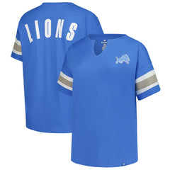 Fanatics Detroit Lions Women's Plus Size Redzone Notch Neck T-Shirt Blue