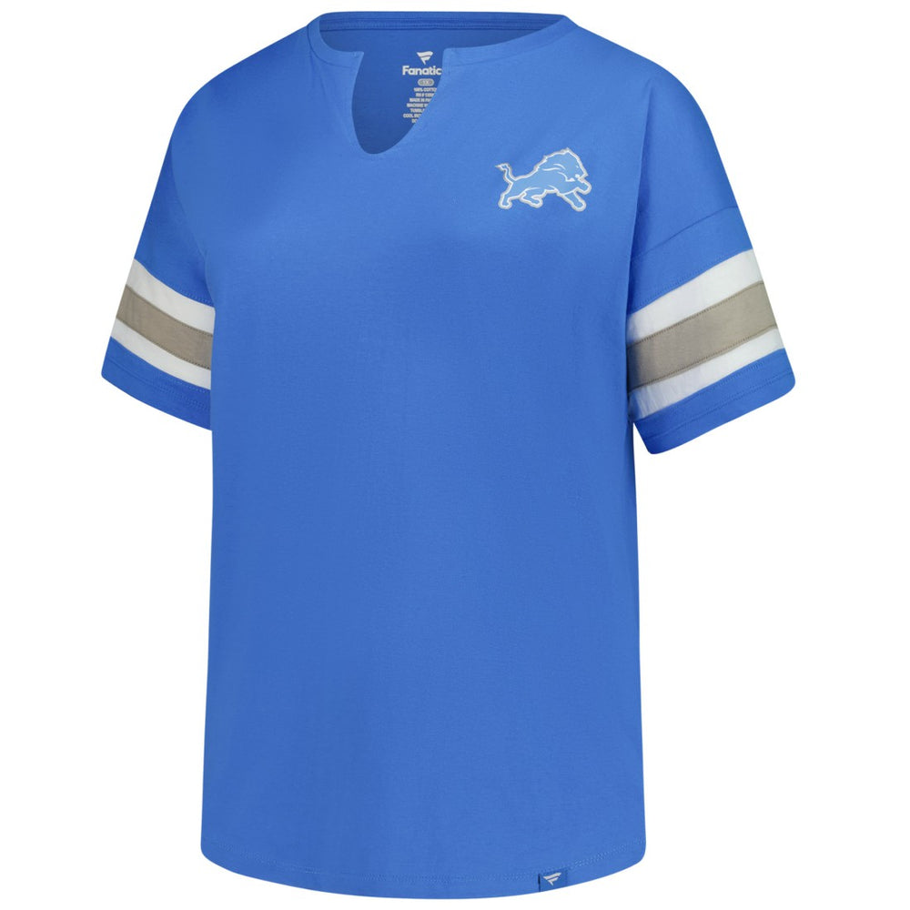 Fanatics Detroit Lions Women's Plus Size Redzone Notch Neck T-Shirt Blue