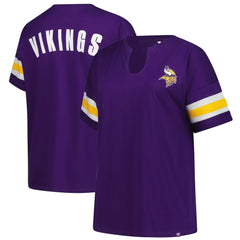 Fanatics Minnesota Vikings Women's Plus Size Redzone Notch Neck T-Shirt Purple