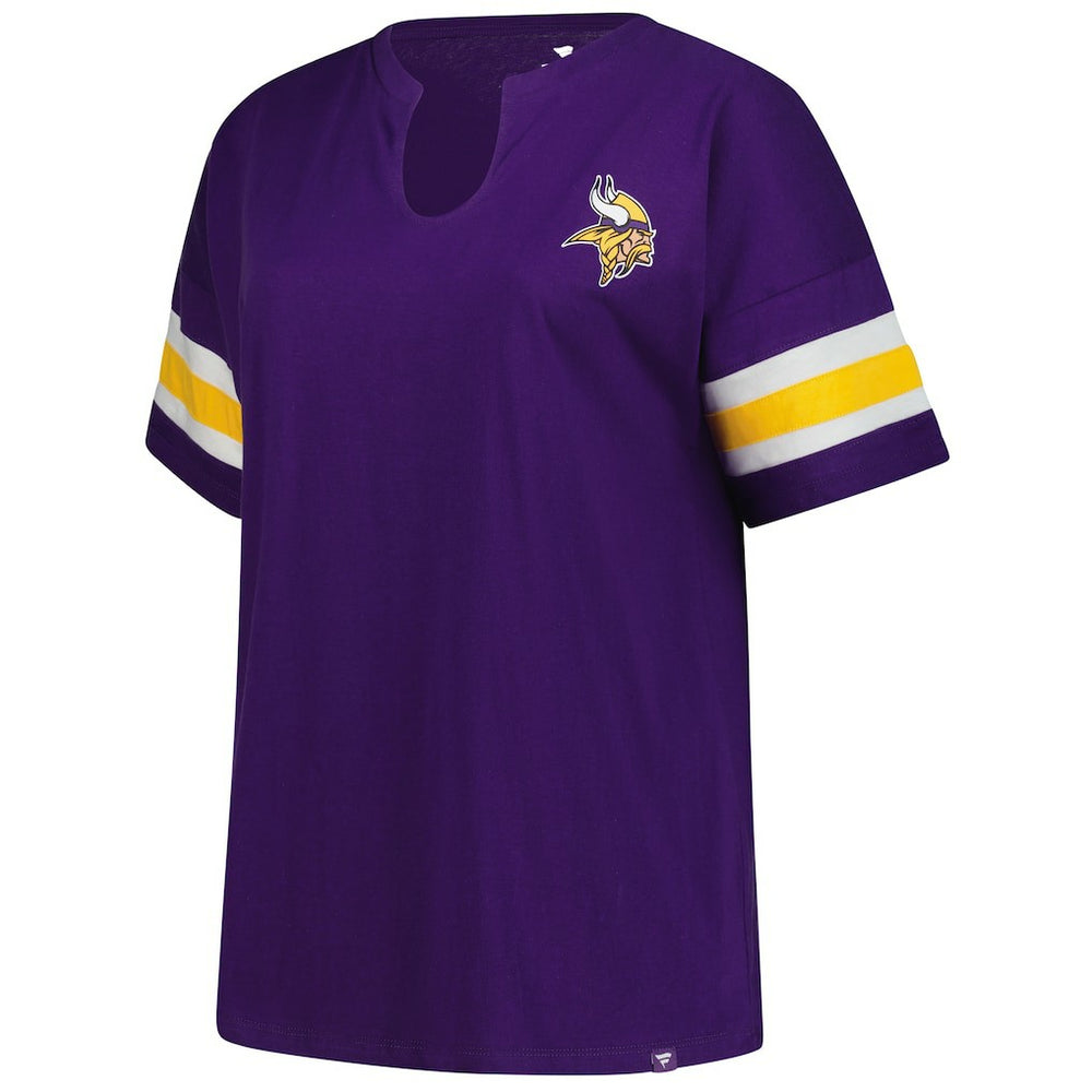 Fanatics Minnesota Vikings Women's Plus Size Redzone Notch Neck T-Shirt Purple