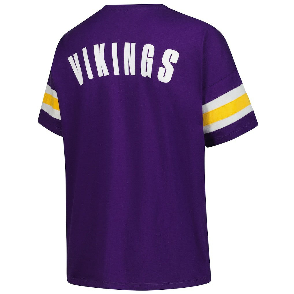 Fanatics Minnesota Vikings Women's Plus Size Redzone Notch Neck T-Shirt Purple
