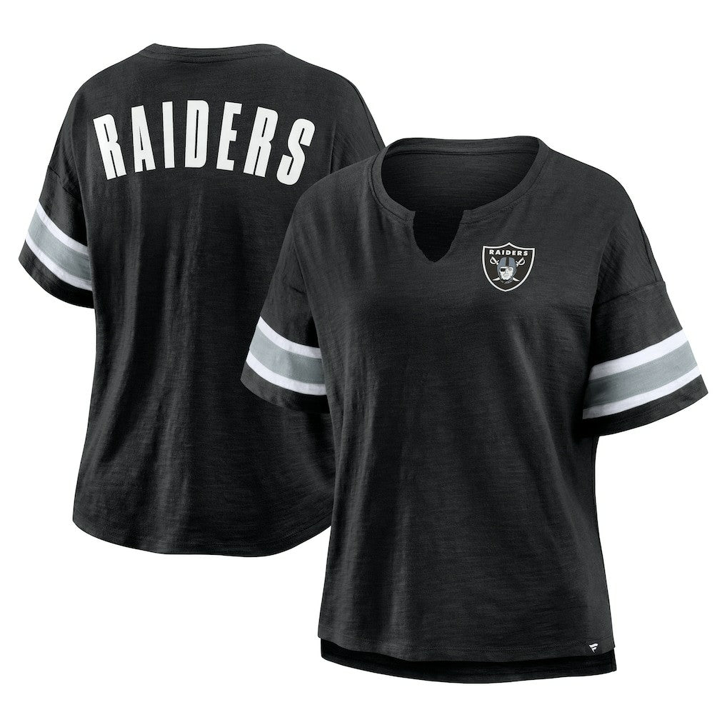 Fanatics Las Vegas Raiders Women's Plus Size Redzone Notch Neck T-Shirt Black