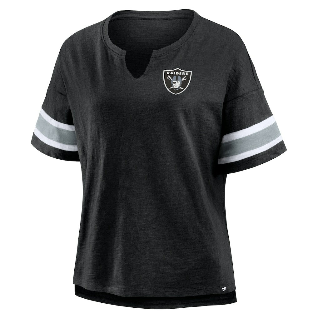 Fanatics Las Vegas Raiders Women's Plus Size Redzone Notch Neck T-Shirt Black