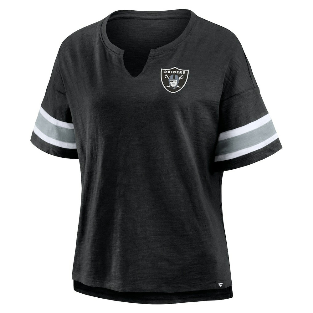 Fanatics Las Vegas Raiders Women's Plus Size Redzone Notch Neck T-Shirt Black