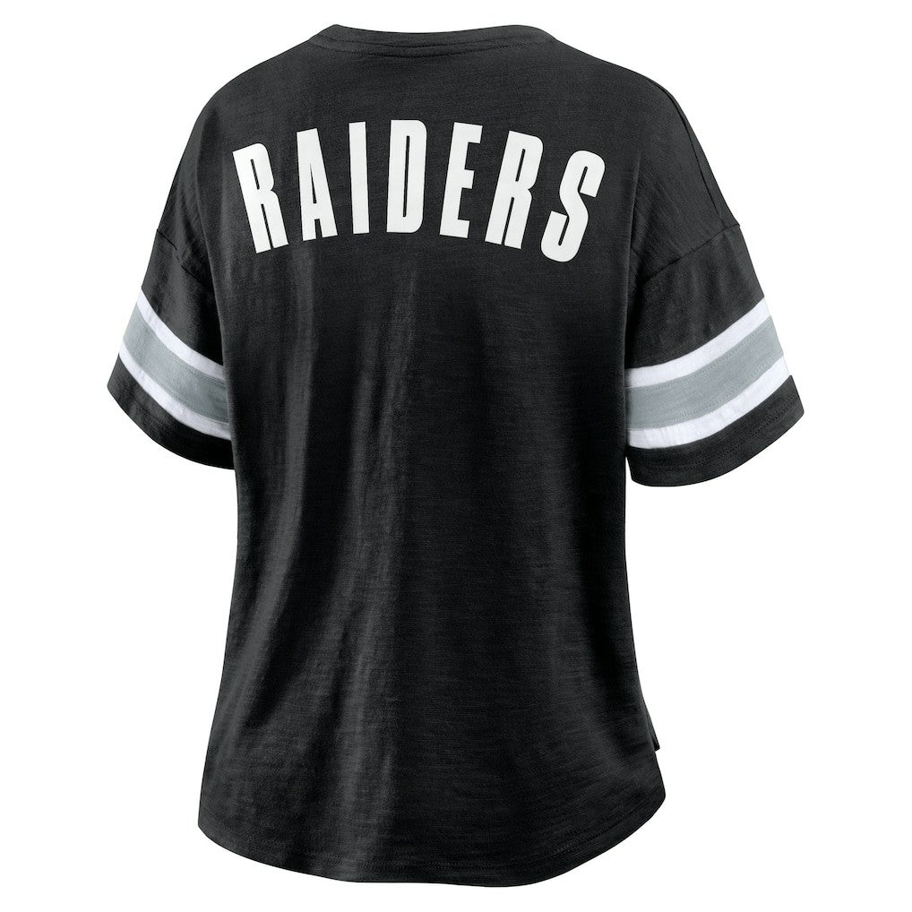Fanatics Las Vegas Raiders Women's Plus Size Redzone Notch Neck T-Shirt Black