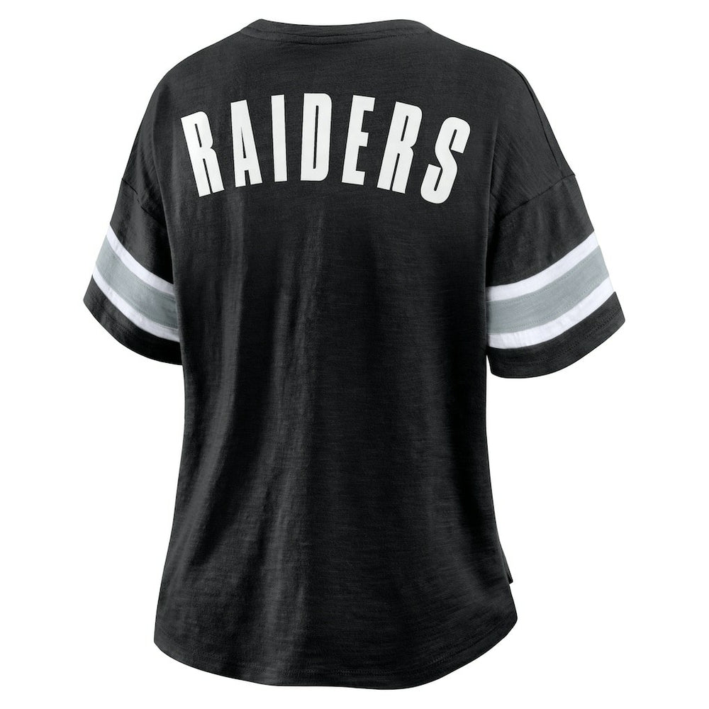 Fanatics Las Vegas Raiders Women's Plus Size Redzone Notch Neck T-Shirt Black