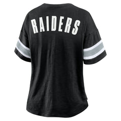 Fanatics Las Vegas Raiders Women's Plus Size Redzone Notch Neck T-Shirt Black