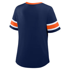 Fanatics Denver Broncos Women's Plus Size Red Zone Athena Lace-Up V-Notch Neck T-Shirt Navy
