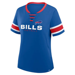 Fanatics Buffalo Bills Women's Plus Size Red Zone Athena Lace-Up V-Notch Neck T-Shirt Royal