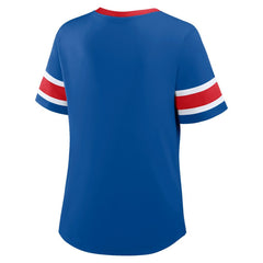 Fanatics Buffalo Bills Women's Plus Size Red Zone Athena Lace-Up V-Notch Neck T-Shirt Royal