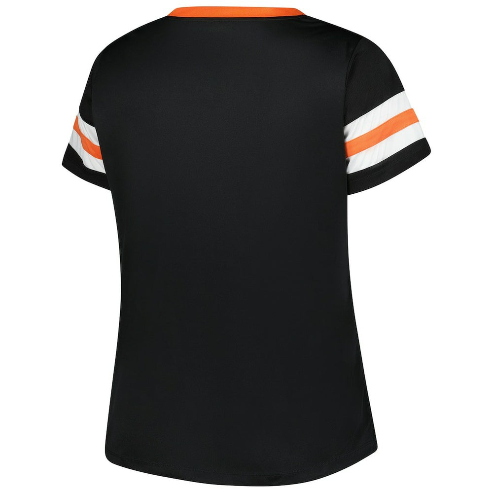 Fanatics Cincinnati Bengals Women's Plus Size Red Zone Athena Lace-Up V-Notch Neck T-Shirt Black
