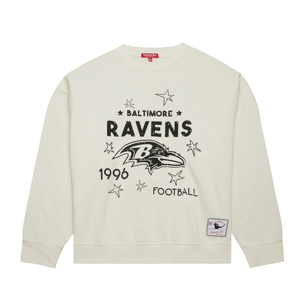Mitchell & Ness Baltimore Ravens Women's Plus Size Shooting Star Sweatshirt Cream