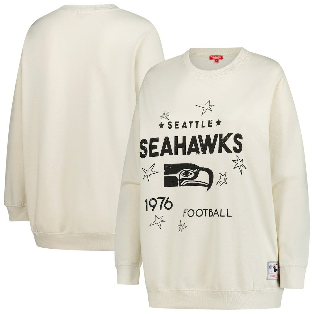 Mitchell & Ness Seattle Seahawks Women's Plus Size Shooting Star Sweatshirt Cream