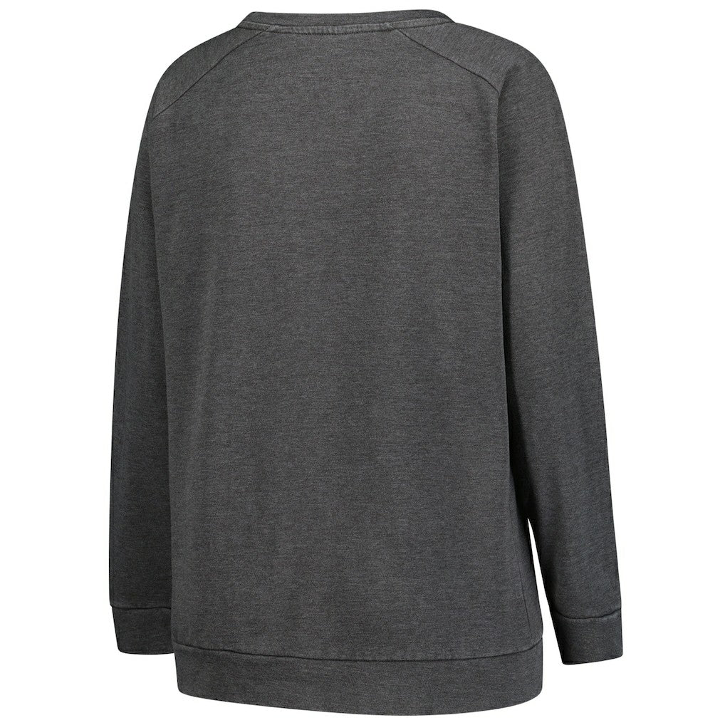 Washington Commanders Profile Women's Plus Size Acid Wash Raglan Sweatshirt Charcoal