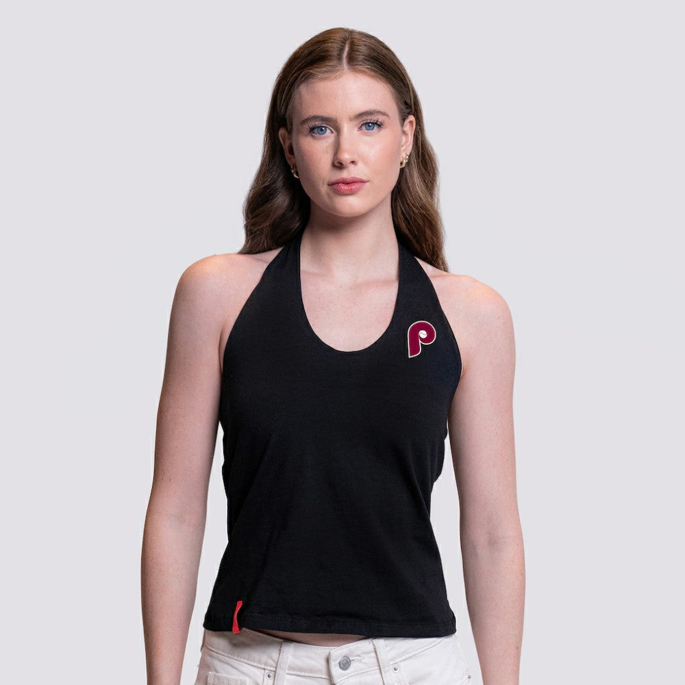 Philadelphia Phillies Lusso Women's Noelle V-Neck Tank Top - Black - MLB on Sale