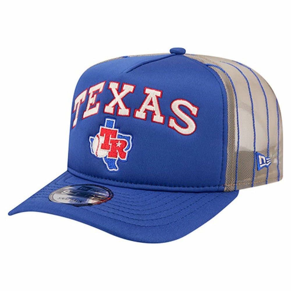 Texas Rangers New Era Vintage Arched Foam Front 9FIFTY A-Frame Adjustable Trucker Hat - Royal - New Era Lifestyle