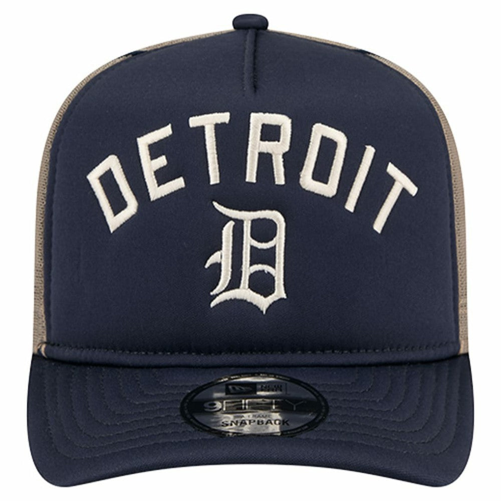 Detroit Tigers New Era Vintage Arched Foam Front 9FIFTY A-Frame Adjustable Trucker Hat - Navy - New Era Discount
