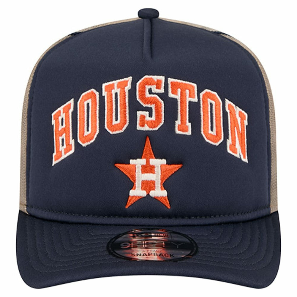 Houston Astros New Era Vintage Arched Foam Front 9FIFTY A-Frame Adjustable Trucker Hat - Navy - New Era on Sale