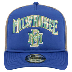 Milwaukee Brewers New Era Vintage Arched Foam Front 9FIFTY A-Frame Adjustable Trucker Hat - Royal - New Era Lifestyle