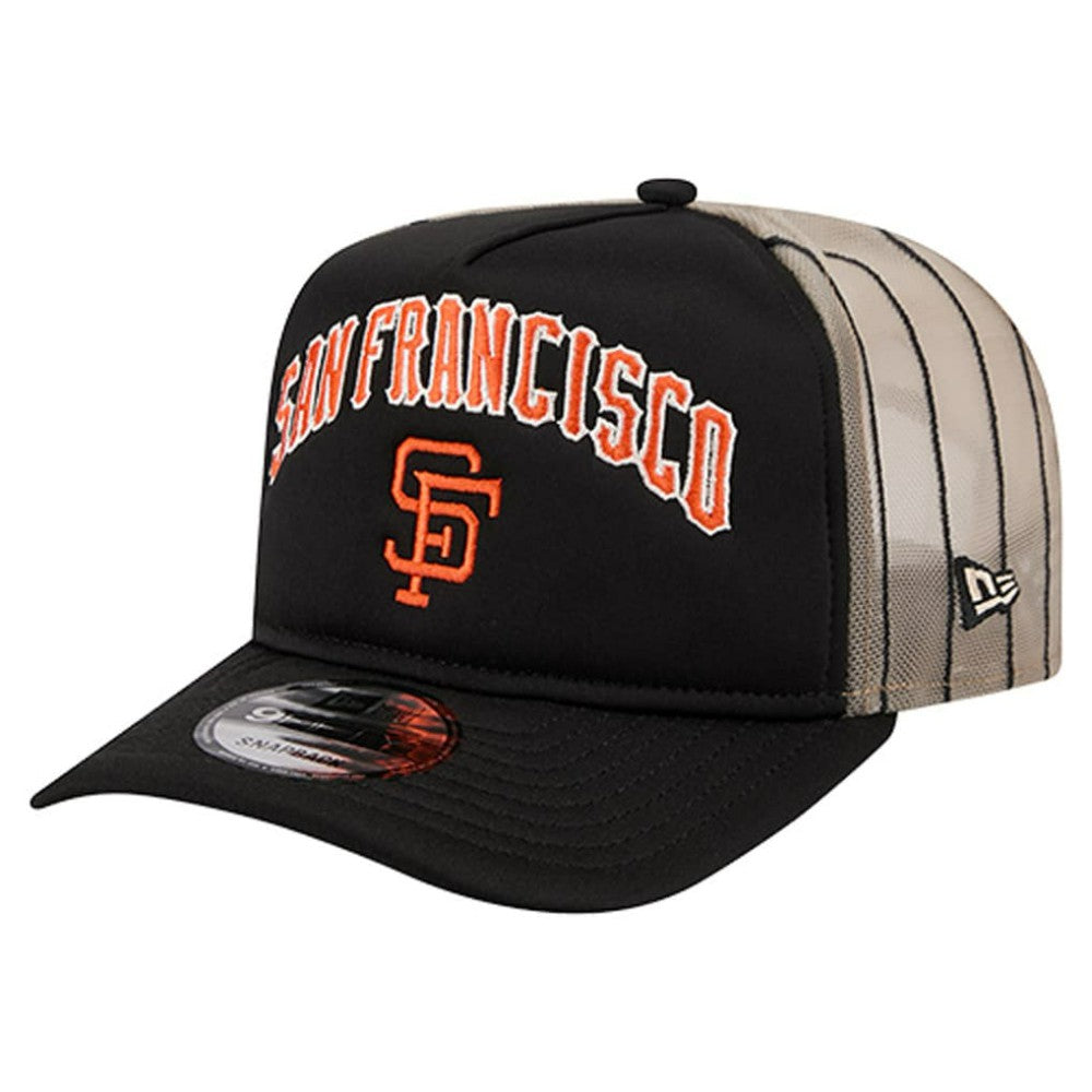 San Francisco Giants New Era Vintage Arched Foam Front 9FIFTY A-Frame Adjustable Trucker Hat - Black - New Era Sale