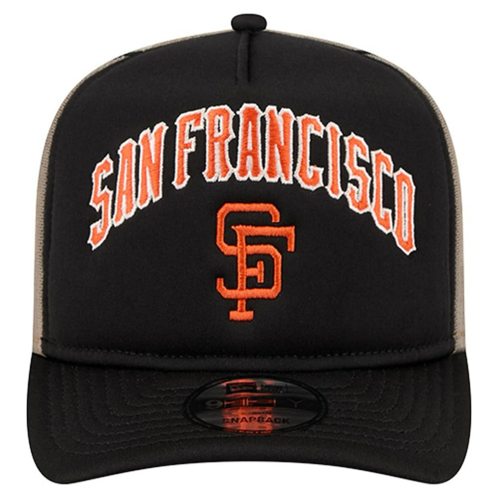 San Francisco Giants New Era Vintage Arched Foam Front 9FIFTY A-Frame Adjustable Trucker Hat - Black - New Era Sale