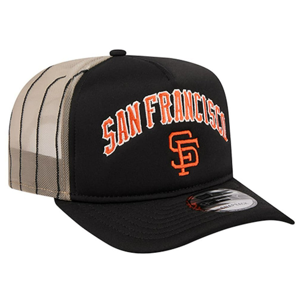 San Francisco Giants New Era Vintage Arched Foam Front 9FIFTY A-Frame Adjustable Trucker Hat - Black - New Era Sale