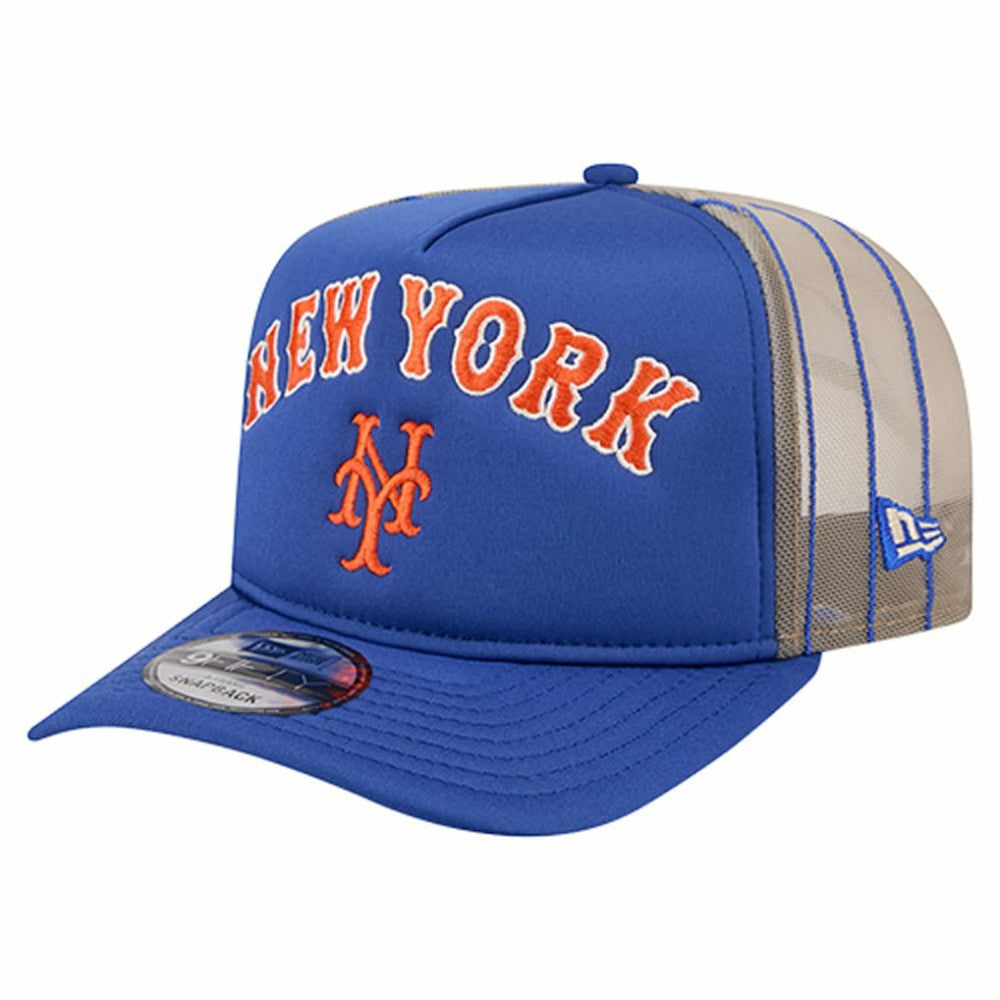 New York Mets New Era Vintage Arched Foam Front 9FIFTY A-Frame Adjustable Trucker Hat - Royal - New Era Discount