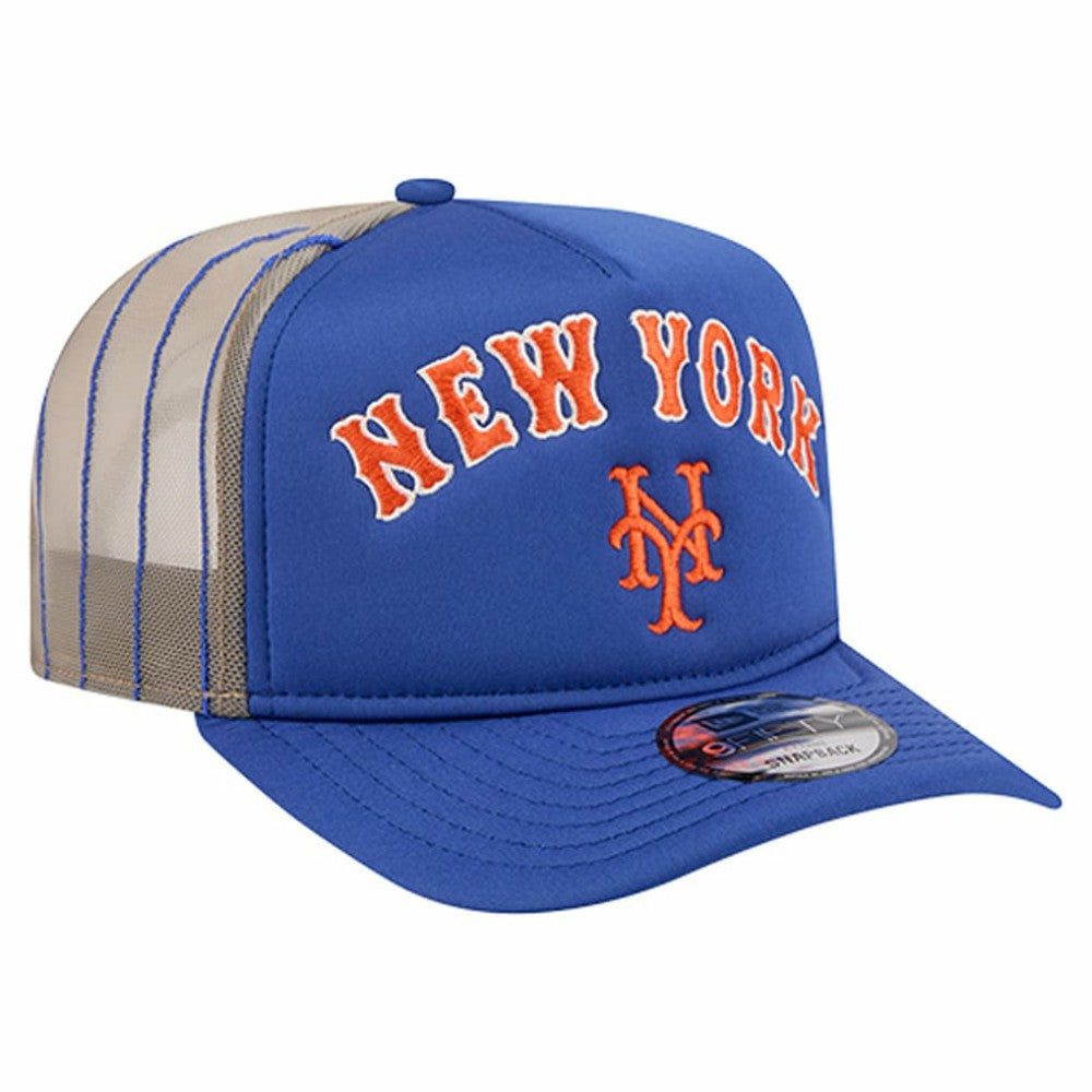 New York Mets New Era Vintage Arched Foam Front 9FIFTY A-Frame Adjustable Trucker Hat - Royal - New Era Discount