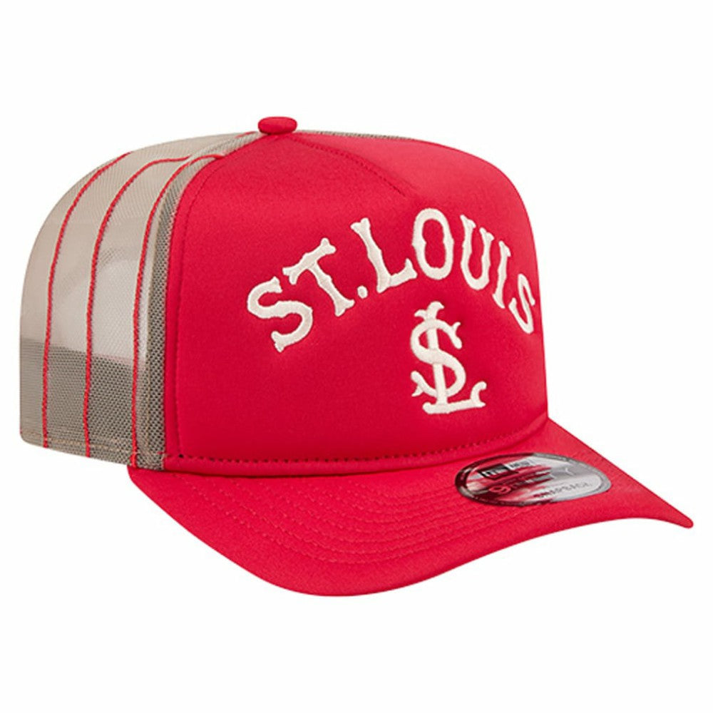 St. Louis Cardinals New Era Vintage Arched Foam Front 9FIFTY A-Frame Adjustable Trucker Hat - Red - New Era Sale