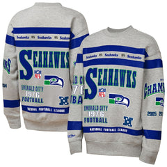 Mitchell & Ness Seattle Seahawks Youth Throwback All-Over Print Fleece Sweatshirt Gray