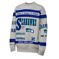 Mitchell & Ness Seattle Seahawks Youth Throwback All-Over Print Fleece Sweatshirt Gray