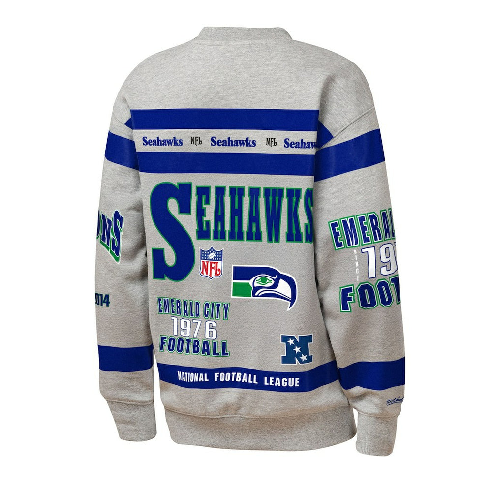 Mitchell & Ness Seattle Seahawks Youth Throwback All-Over Print Fleece Sweatshirt Gray