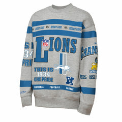 Mitchell & Ness Detroit Lions Youth Throwback All-Over Print Fleece Sweatshirt Gray
