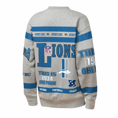 Mitchell & Ness Detroit Lions Youth Throwback All-Over Print Fleece Sweatshirt Gray