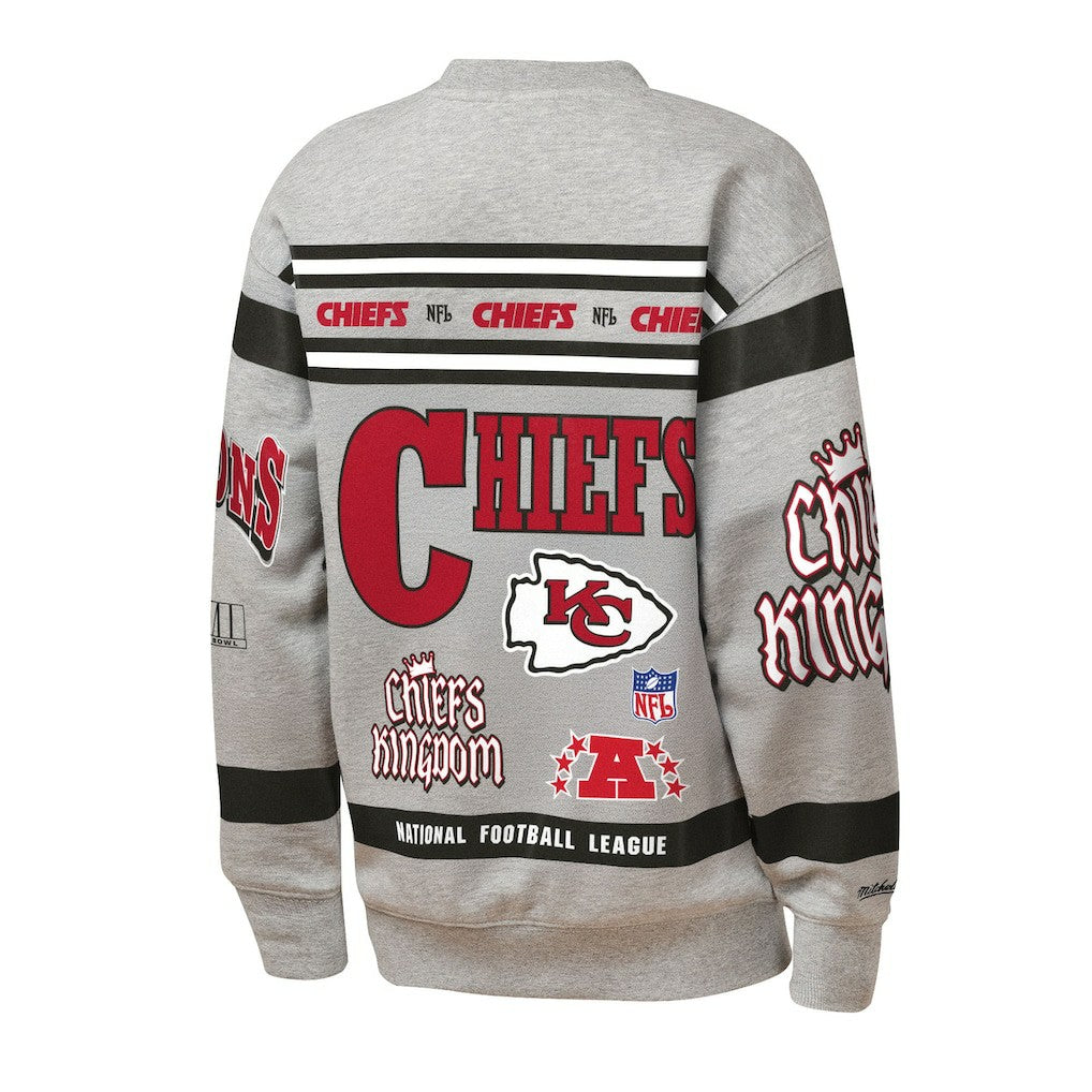 Mitchell & Ness Kansas City Chiefs Youth Throwback All-Over Print Fleece Sweatshirt Gray