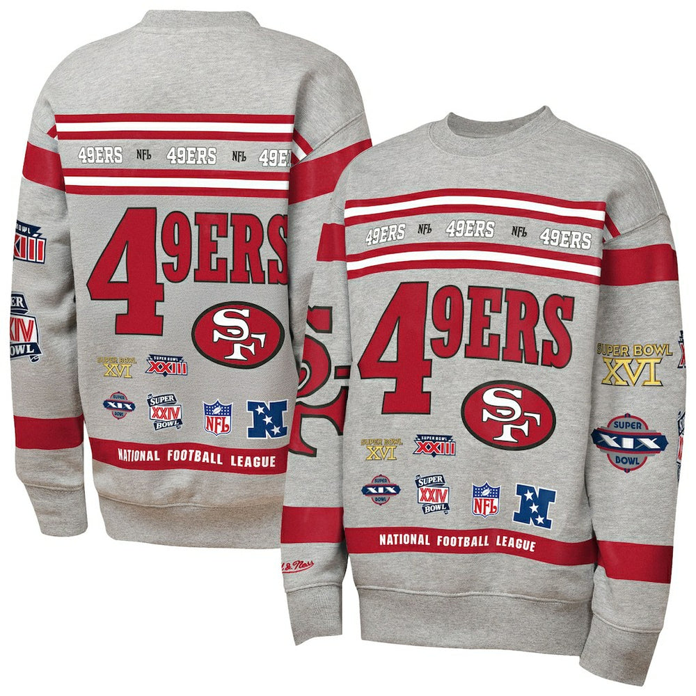 Mitchell & Ness San Francisco 49ers Youth Throwback All-Over Print Fleece Sweatshirt Gray