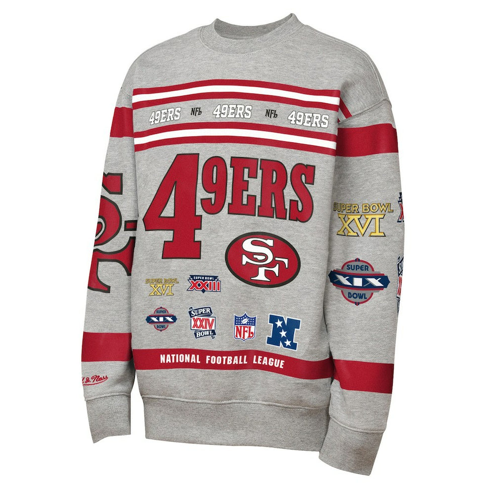 Mitchell & Ness San Francisco 49ers Youth Throwback All-Over Print Fleece Sweatshirt Gray