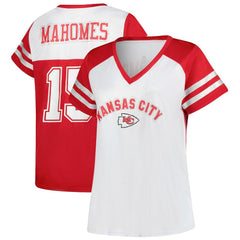 Fanatics Patrick Mahomes Kansas City Chiefs Women's Plus Size Bling V-Neck T-Shirt White