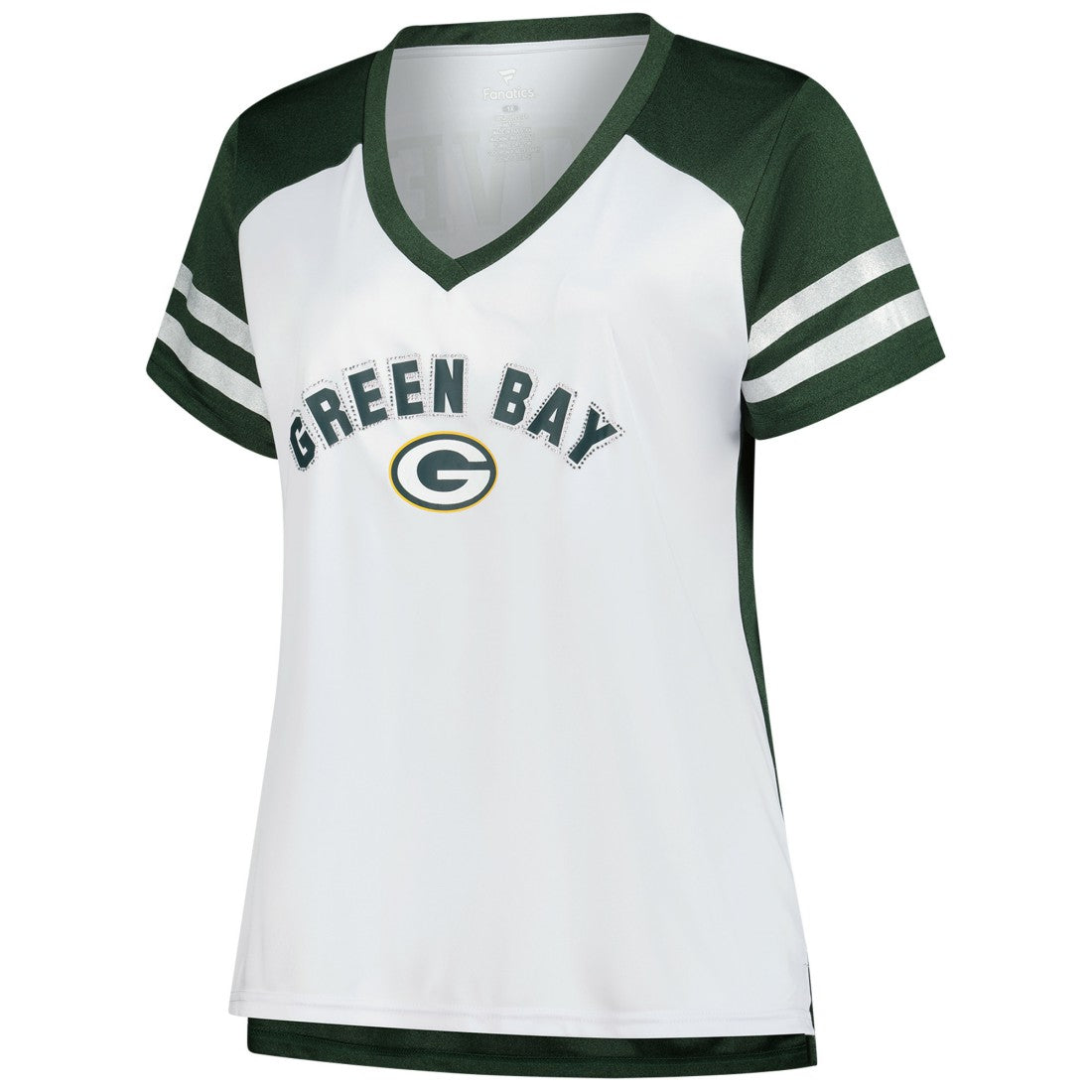 Fanatics Jordan Love Green Bay Packers Women's Plus Size Bling V-Neck T-Shirt White