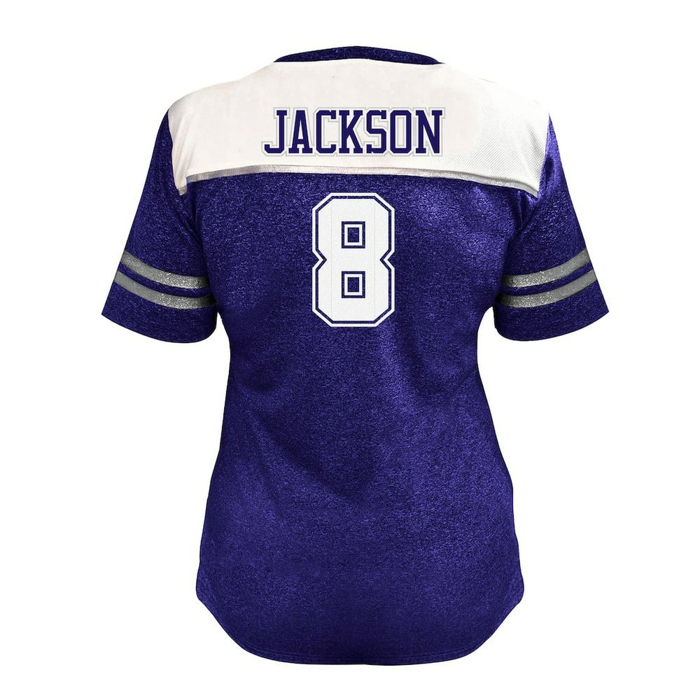 Fanatics Lamar Jackson Baltimore Ravens Women's Plus Size Bling V-Neck T-Shirt White