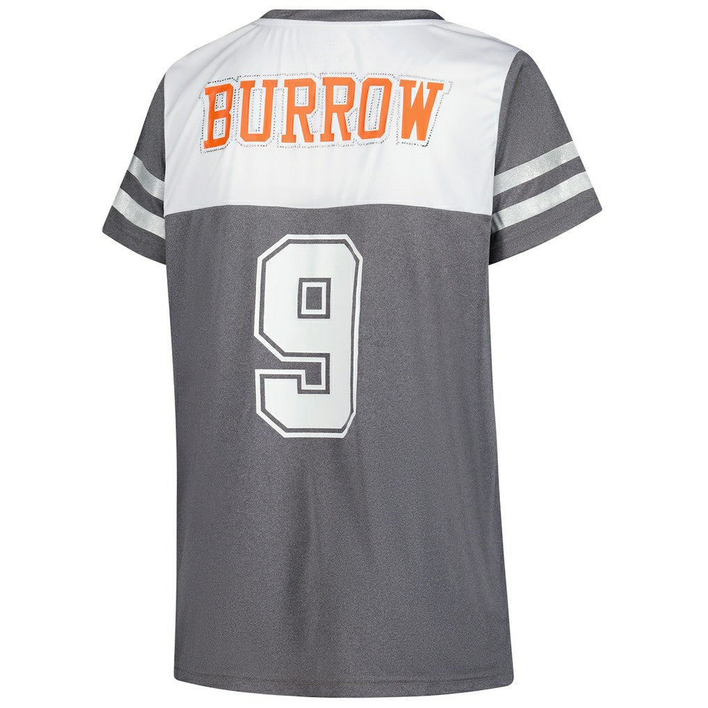 Fanatics Joe Burrow Cincinnati Bengals Women's Plus Size Bling V-Neck T-Shirt White