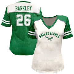 Fanatics Saquon Barkley Philadelphia Eagles Women's Plus Size Bling V-Neck T-Shirt White